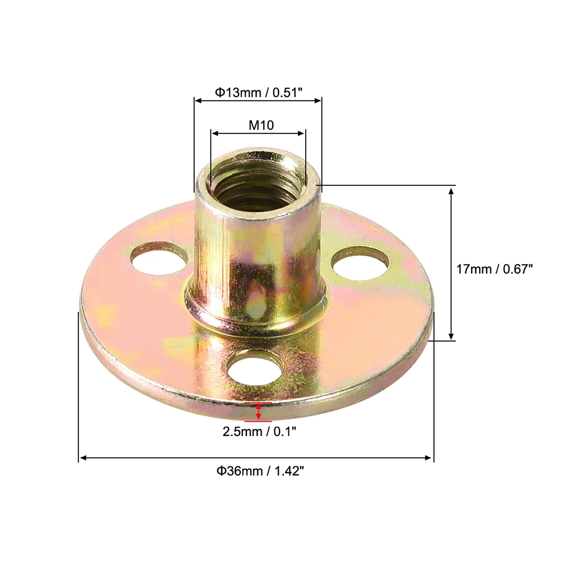 Taily Best Price M10 3/8 Brad Hole Tee Nut Carbon-Steel Round Base Screw Galvanization Furniture Hardware T Nuts