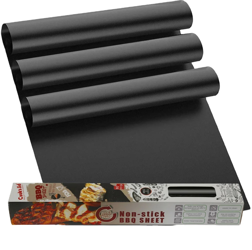 100% Non-Stick BBQ Grill Mats Heavy Duty Reusable and Easy to Clean Works on Electric Grill Gas Charcoal Grill Mat Non-stick MegaBDM