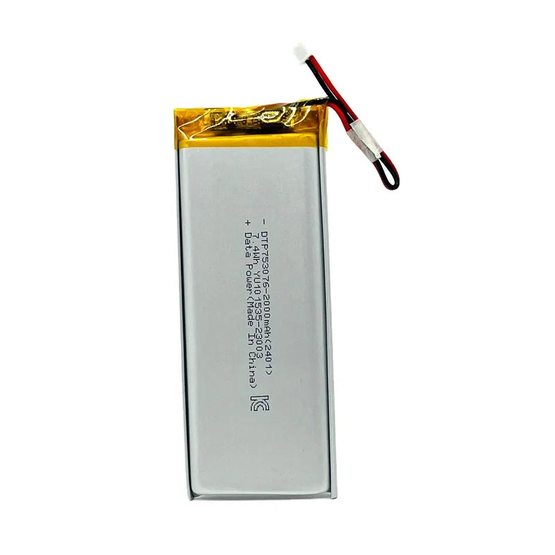 KC RoHS Certified Rechargeable 3.7V 753076 2000mAh Lithium Battery for Power Tools Consumer Electronics Battery Lipo 2000mah