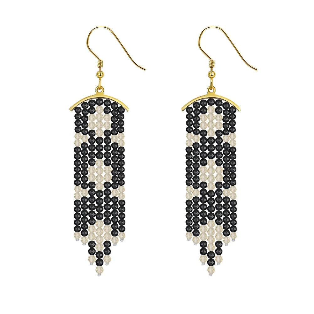 RINNTIN GME17 Original Designer Gemstone Beads 925 Sterling Silver Earring with Genuine Black Spinel Moonstone and Citrine Bead
