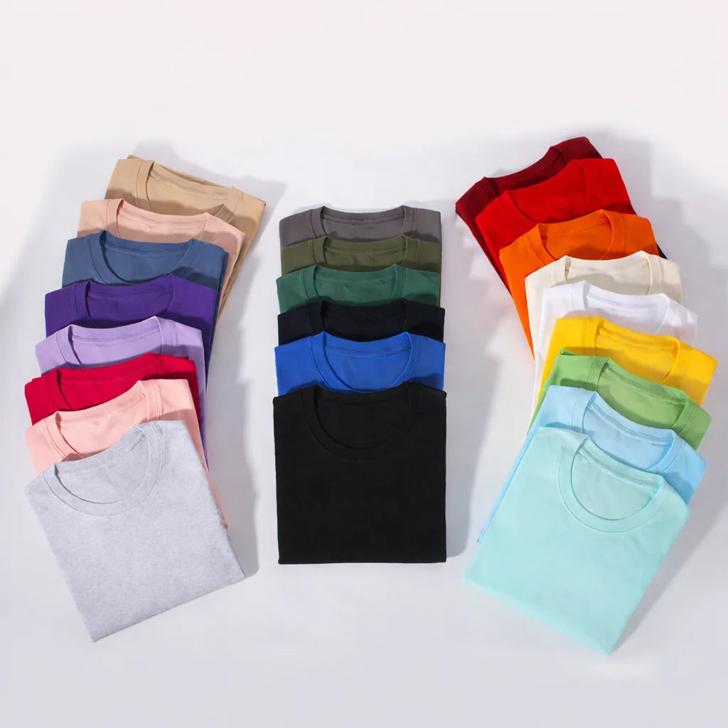 Oem Customized logo Design Hot Selling Round Neck 210g Cotton T-shirt Solid Color Unisex Base Layer Men T Shirt