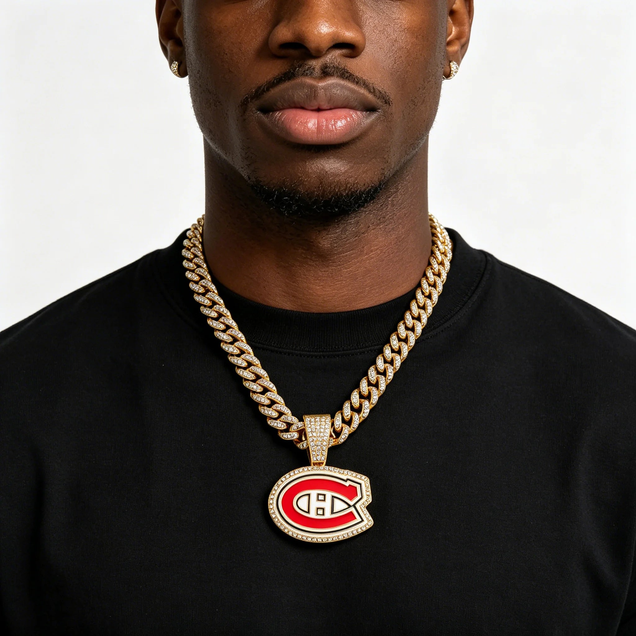 Iced Out America National Hockey League Charm Jewelry Hip Hop Alloy Gold Plated MontrÃ©al Canadiens Teams Fans Pendant Necklaces