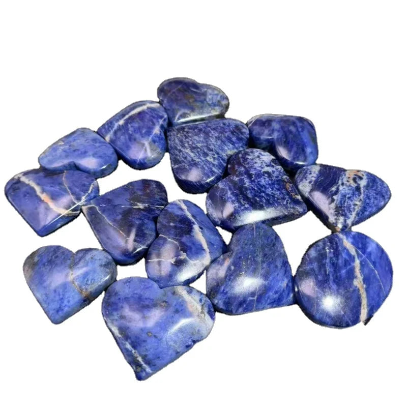 Natural Black Sodalite Heart Shape Stone Polished High Quality Healing Crystal Palm Stone for Meditation Reiki Energy Balancing