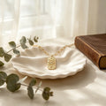 QIKU Fashion Rectangle Shape Eye Moon Star Gold Color Pendant Women Necklace Copper Zirconia Neck Chain Jewelry Wholesale