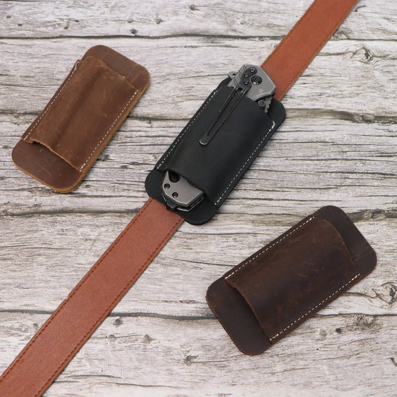 Premium Vintage Genuine Leather Knife Sheath Portable Waist Folding Knife Holder Heavy-duty Tactical Outdoor Tool Cover Men RR