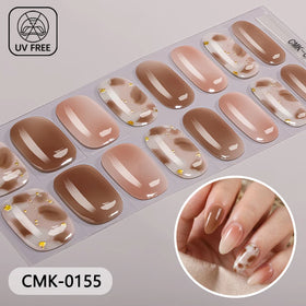 16 Strips Real Gel Nail Stickers No Bake UV Free Waterproof 2 Plus Week Hold HEMA Free Salon Quality Semi Cured Nail Wraps DIY