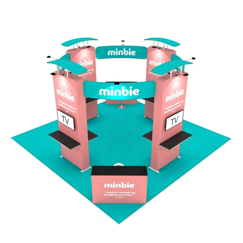 Custom 20x20 Modular Aluminum Trade Show Booth Portable Tension Fabric Advertising Display Modern Exhibition Equipment MegaBDM
