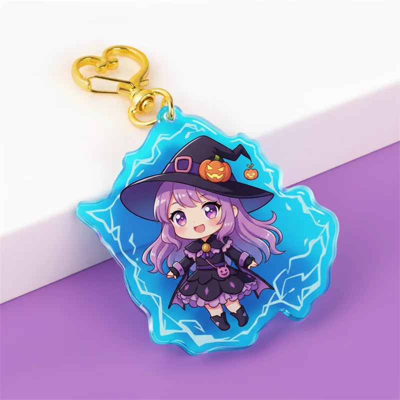 Custom Cartoon Acrylic Amulet Keychain Rainbow Holographic Epoxy Clear Acrylic Keychain