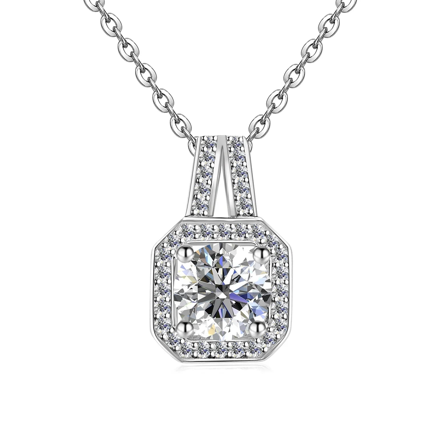 Sterling Silver 925 Vintage Wedding Jewelry GRA Moissanite Diamond Halo Pendant Women Necklace Destiny Jewellery