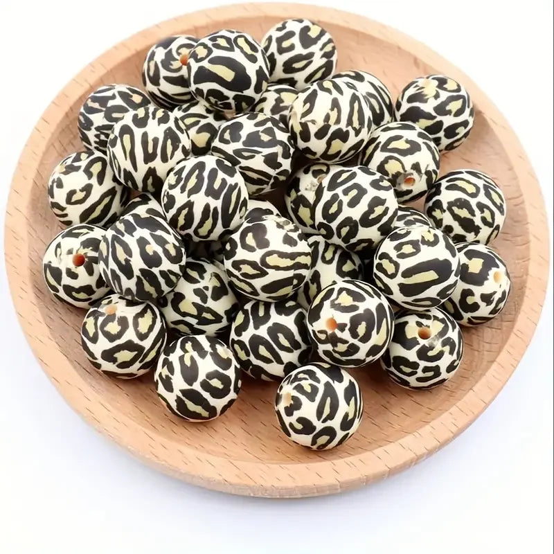 Wholesale Printed Jewelry Beaded Accessories DIY Customized Silicone Focal Beads Leopard Silicone Beads