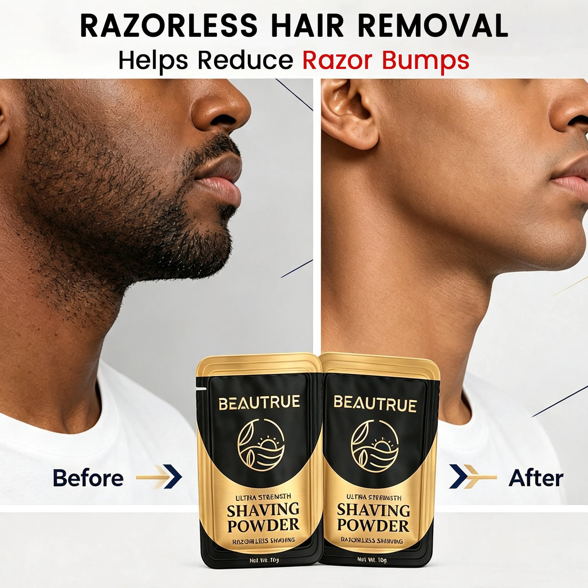 OEM Private Label Razorless Shaving Powder Beard Removal Powder Easy Rinse for Coarse Beard Smooth Skin Helps Stop Razor Bumps MegaBDM