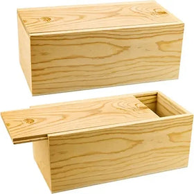 Unfinished Pine Wood Storage Box with Slide Lid Blank Natural Wood Case Container for Christmas Wedding Home Storage