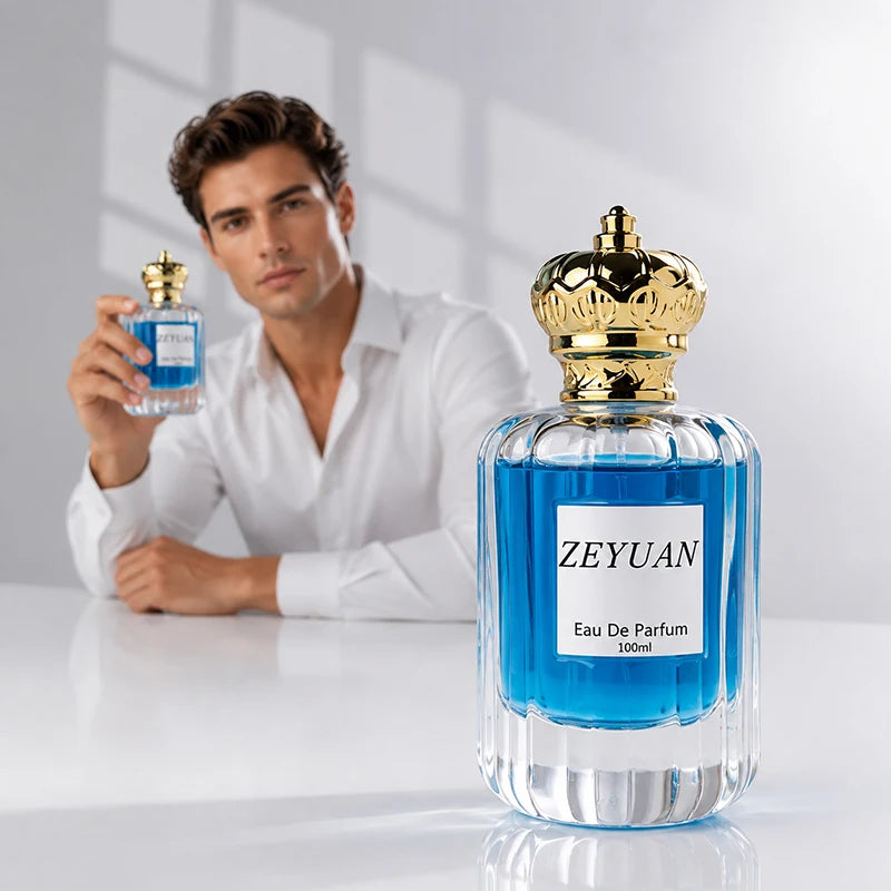 Luxury 100ml Royal Crown Cap Perfume Bottle Ribbed Glass Eau de Parfum Spray Bottle MegaBDM