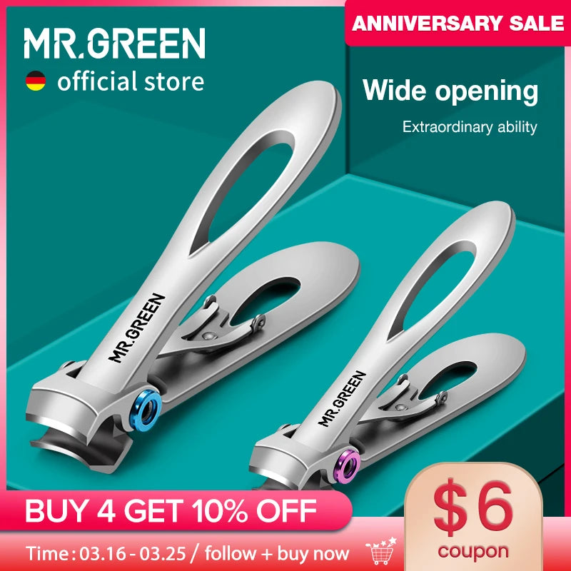 MR.GREEN Nail Clippers Stainless Steel Two Sizes Are Available Manicure Fingernail Cutter Thick Hard Toenail Scissors tools