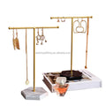 Gold T Bar Counter Top Modern Luxury Durable Lightweight Portable Wedding Earring Jewelry Display Stand with Wood Base
