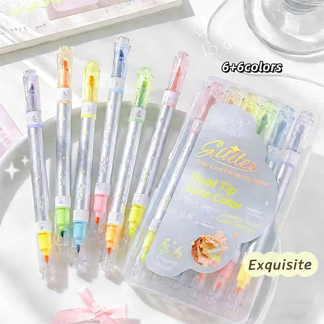 Custom Highlighter Pen Set Multicolor Fiber and Sintered Pen Tip With Clip Fluorescent Highlighter Marker Pen for Kids Drawing