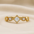 Original Channel Set Wedding Ring Women 0.22 Carat Moissanite Gold Religious Minimalist Handmade Stackable IGI Anniversary