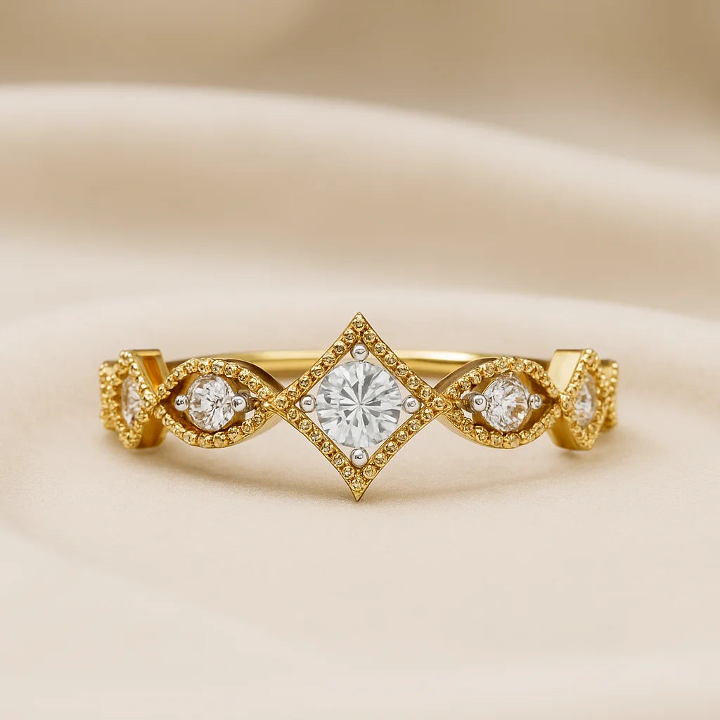 Original Channel Set Wedding Ring Women 0.22 Carat Moissanite Gold Religious Minimalist Handmade Stackable IGI Anniversary
