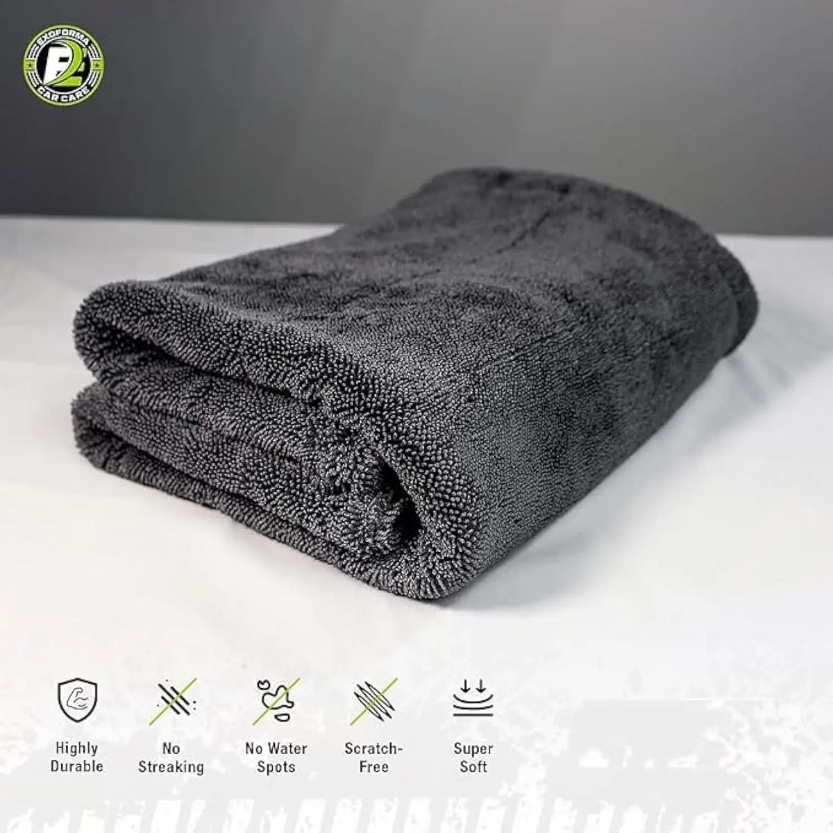 1200GSM 1300 GSM 60*90CM 70/30 Microfiber Drying Towel Black Line Grey Twisted Loop Knitted Technique for Car Yacht for Home Use MegaBDM