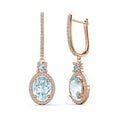 Wholesale Natural Gemstone Blue Topaz Jewelry Vintage 925 Silver Huggie Dangle Drop Oval Earrings for Women Destiny Jewellery