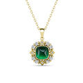 925 Sterling Silver Lab Grown Vivid Green Stone Emerald Vintage Pendant Necklace Jewelry for Women Gift Destiny Jewellery