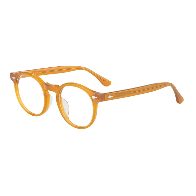 Diamond Face Shape Match Retro Vintage Round Acetate Optical Glasses with Blue Light Filter Eyeglasses Frame