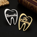 DUOYING Personalized Custom Name Brooch Pins Stainless Steel Tooth Shape Jewelry For Women Brooch