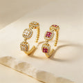 QIKU Geometric Square Rhinestone Adjustable Rings Cubic Zirconia Copper Opening Jewelry Accessories Gift Wholesale Dropshipping