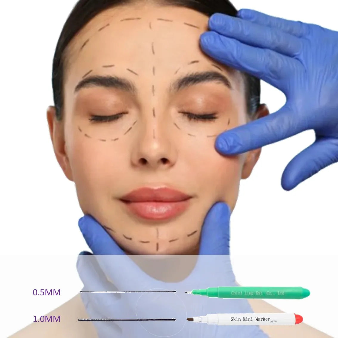 Professional Use Eyebrow and Tattoo Marker with Fine Tip Precision Surgical Skin Marker Pen