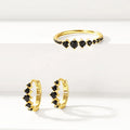 Nagosa Minimal Jewelry 18k Gold Vermeil 925 Sterling Silver Black Cubic Zirconia Huggie Hoop Earrings for Women Daily
