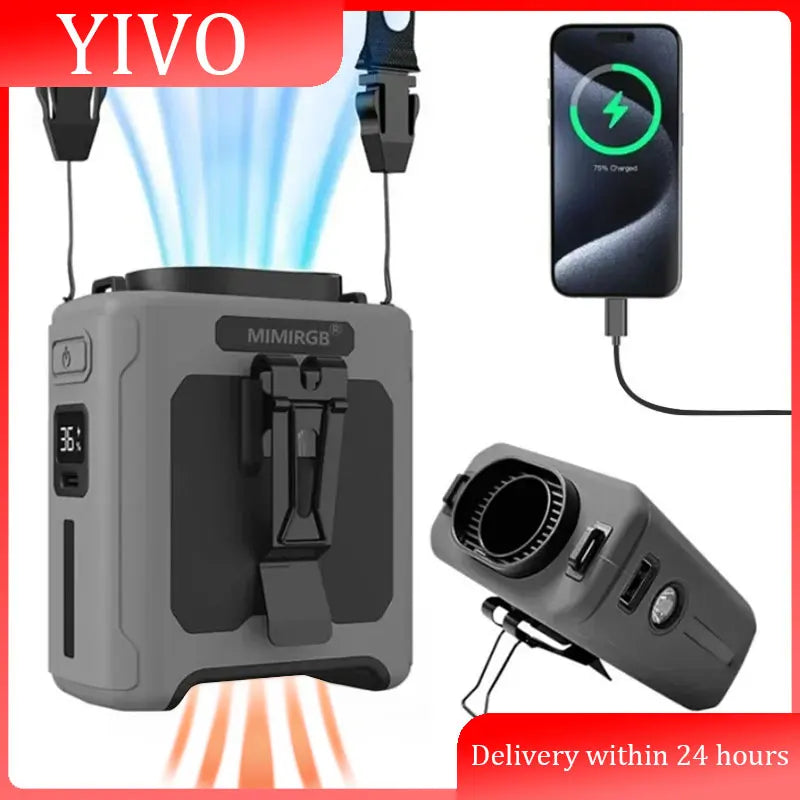 10000mAh Waist Fan Wearable Waist Fan 5 Speeds & Light 40H Hands-Free Cooling for Outdoor Jobsite Travel Long range for outdoor