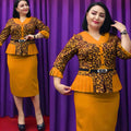 Modest Printed Floral OL Office Dress African New Fashion Style Super Elegant Plus Size Dresses for Women K0358
