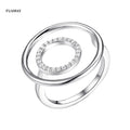 FUAMAY S925 Geometric Circle Zircon Double Halo Eternity Band Ring 18K Gold Plated for Teenage Girls Office/Career