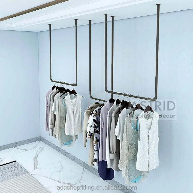 U-shaped Shelf Hanging Garment Wall Mounted gold Metal Clothes Display Rack for Clothing Store Wedding Dress Organization