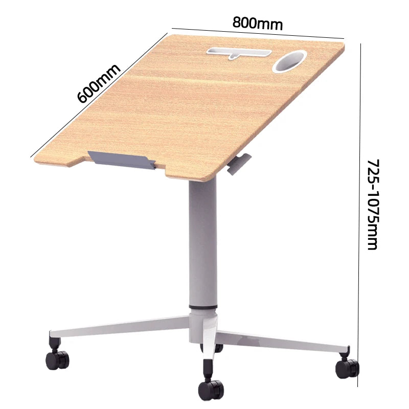 Height Adjustable Sit Standing Table Lifting Flipping Pneumatic Gas Spring Riser Mobile Painting Desk with Lockable Wheels