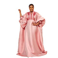 Luxury and Elegance African Women Dress V-Neck Rhinestones Boubou Belted Plus Size African Women Clothing
