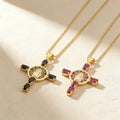 QIKU Copper Adjustable Luxury Statement Virgin Mary Cross Religious Character Trendy Pendant Necklace Jewelry for Women Daily