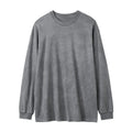 OEM Custom Logo Embroidery Tees 260gsm Heavyweight Cotton Long Sleeve with Loose Neck Washed Distressed Streetwear Knit T Shirt MegaBDM