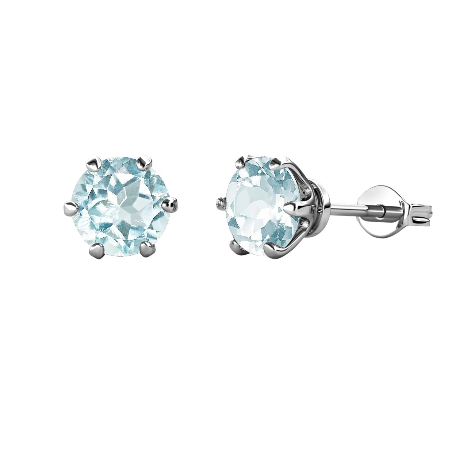 2022 Best Selling Natural Gemstone Jewelry 925 Silver Blue Topaz Stone Solitaire Stud Earrings for Women Destiny Jewellery