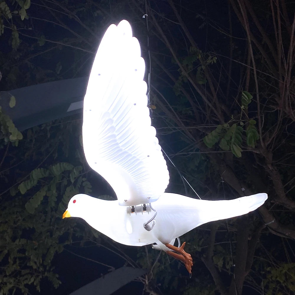 Best Seller New IP65 Waterproof Garden Events Flying Charming LED Bird Pigeon Wing Ornament Outside Lighting Decoration