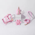 Crystal Pink Velvet Luxury Wholesale Customizable Personal LOGO Pet Dogs Harness Set No Pull Leash Collar Style Comfortable MegaBDM