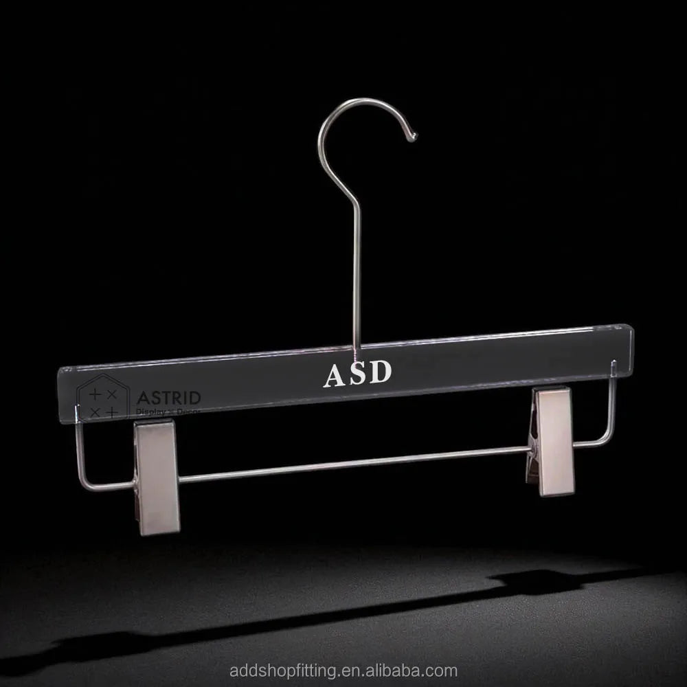 High Quality Multifunction Custom Logo Durable Clear Transparent Acrylic Hanging Trousers Display Hangers for Bathroom Wardrobe