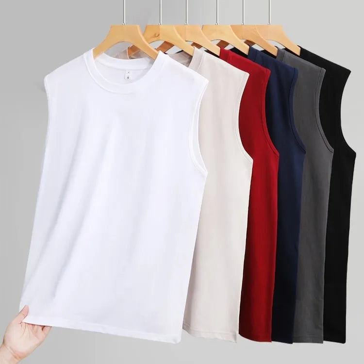 Bangladesh China Factory Price 200G 100% Cotton Mens Sleeveless Tank Top Loose Fit Breathable Sports Vest Gym Shirt Summer MegaBDM