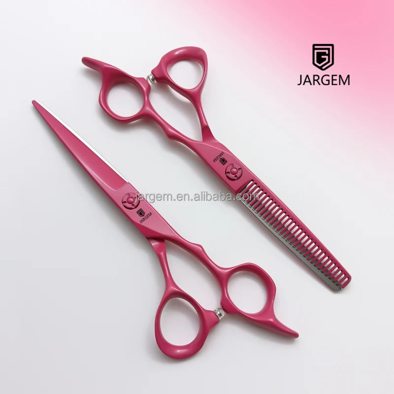 Unique Pink New Design 6.0 Inch Set Sharp Cutting Hair Scissors Bright Color Barber Shears for Professional Hairstylists