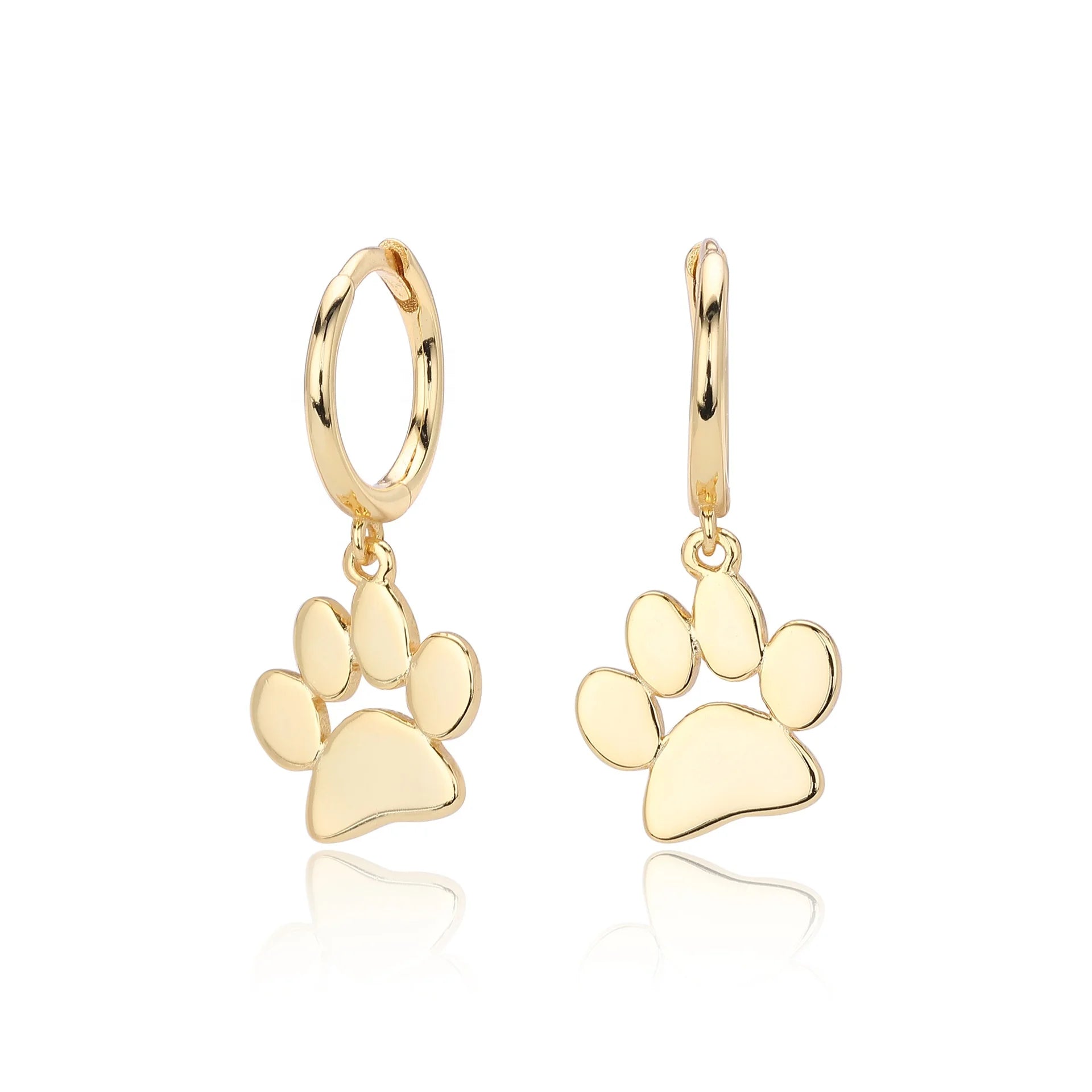 nagosa wholesale jewelry 18k gold vermeil 925 sterling animal puppy footprint drop hoop earrings