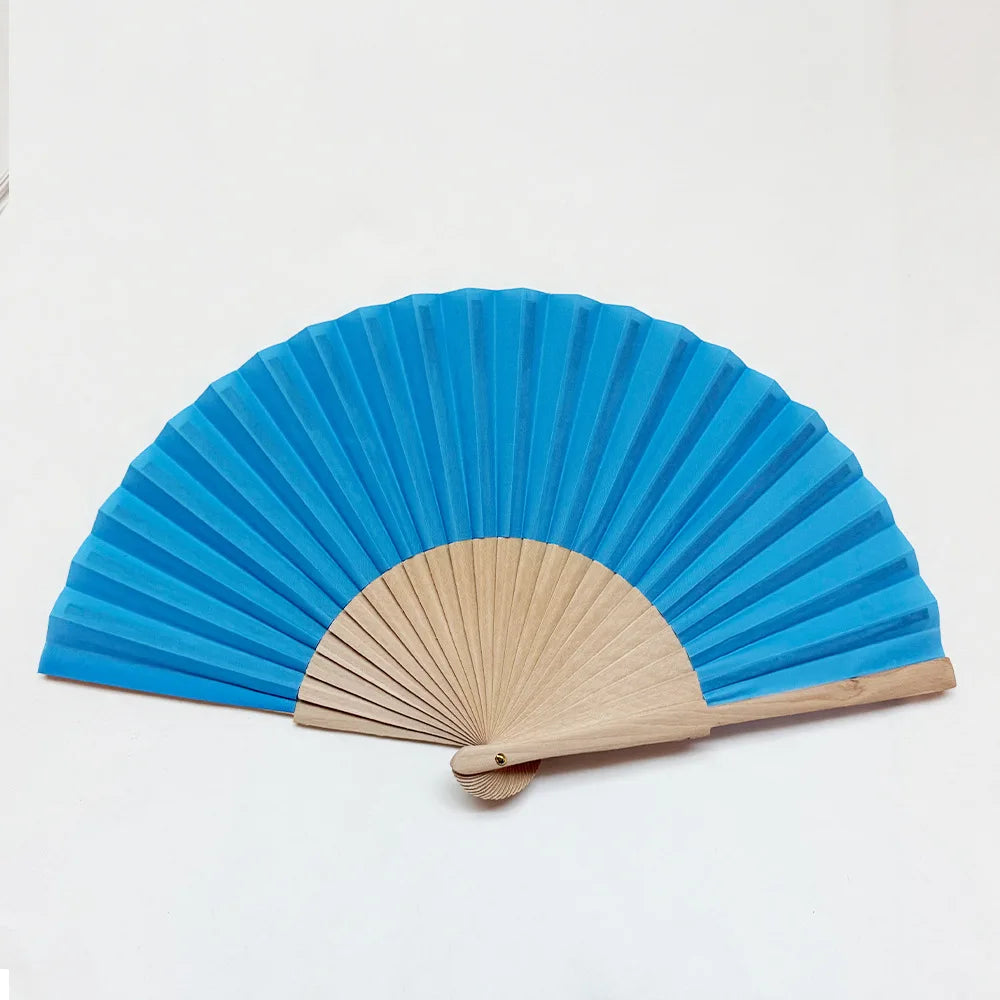 23cm High Quality Durable Personalized Bamboo Craft Hand Held Folding Fan Custom Printed Logo Wholesale Women Wedding Dance