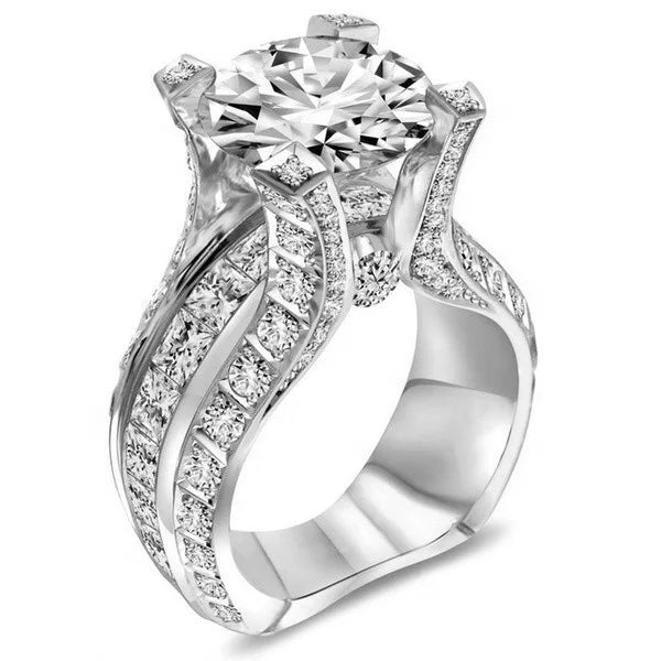 Exquisite Hot Sale Much Stone Shine Bright Square Ring Silver Rose Gold Brass Cz Diamond Rings