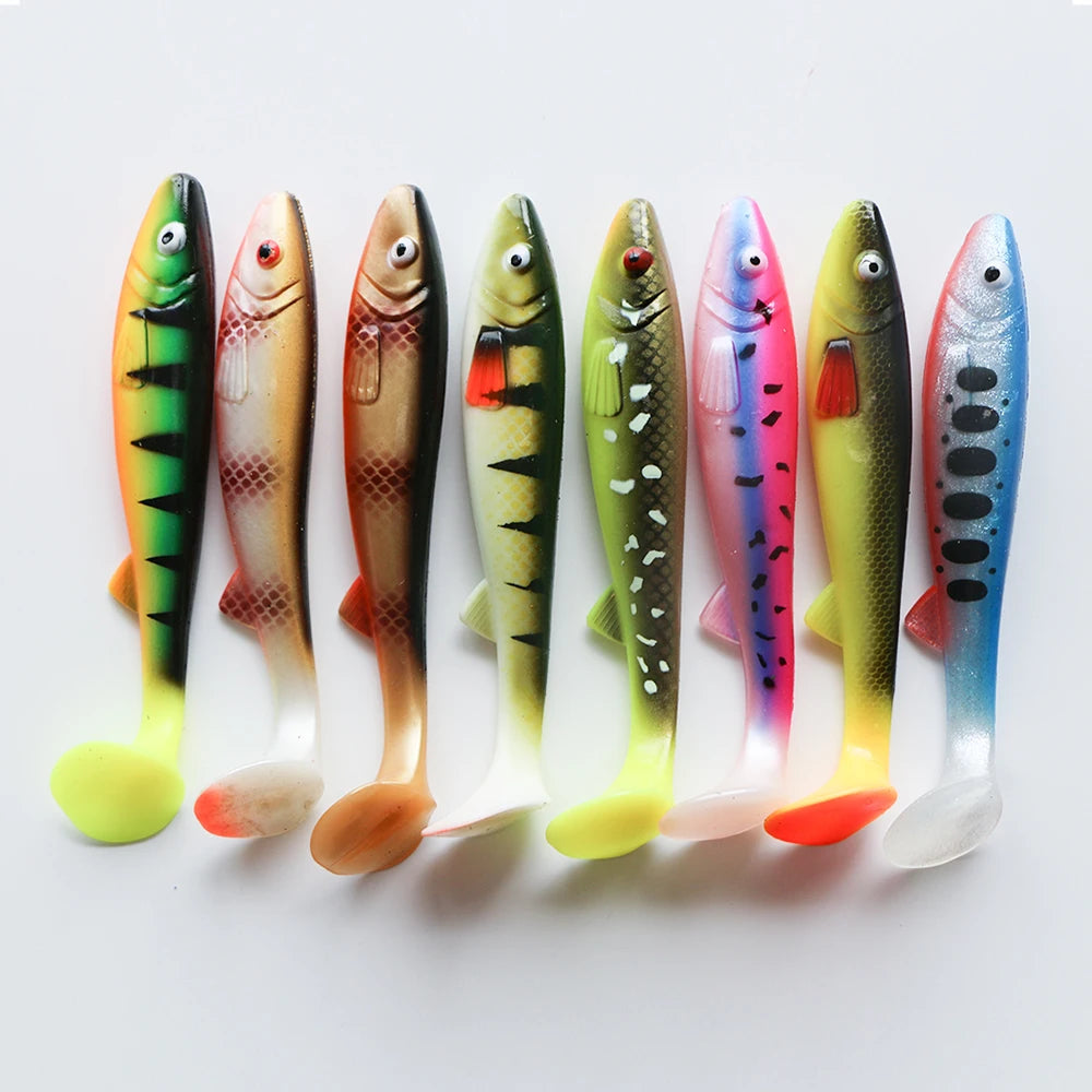 165mm 34g T-Tail Artificial Soft Fishing Lure Soft PVC Plastic T-tail Lure All Water SwimBait Lure T-Tail Lure for Shore Fishing