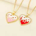 QIKU Wholesale Enamel Heart Valentine Dainty Jewelry Elegant European Copper Cubic Zirconia Necklace for Women