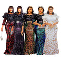 Newest Evening Gown African Luxury Shining Long Maxi Elegant Summer Dress Premium Sequin Dresses for Women K0271
